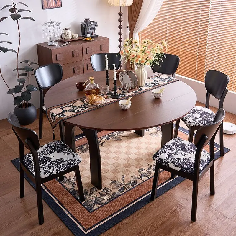 Fangyuan dual-purpose ash wood grain dining table Chinese-style household retractable folding platform dining table and chairs