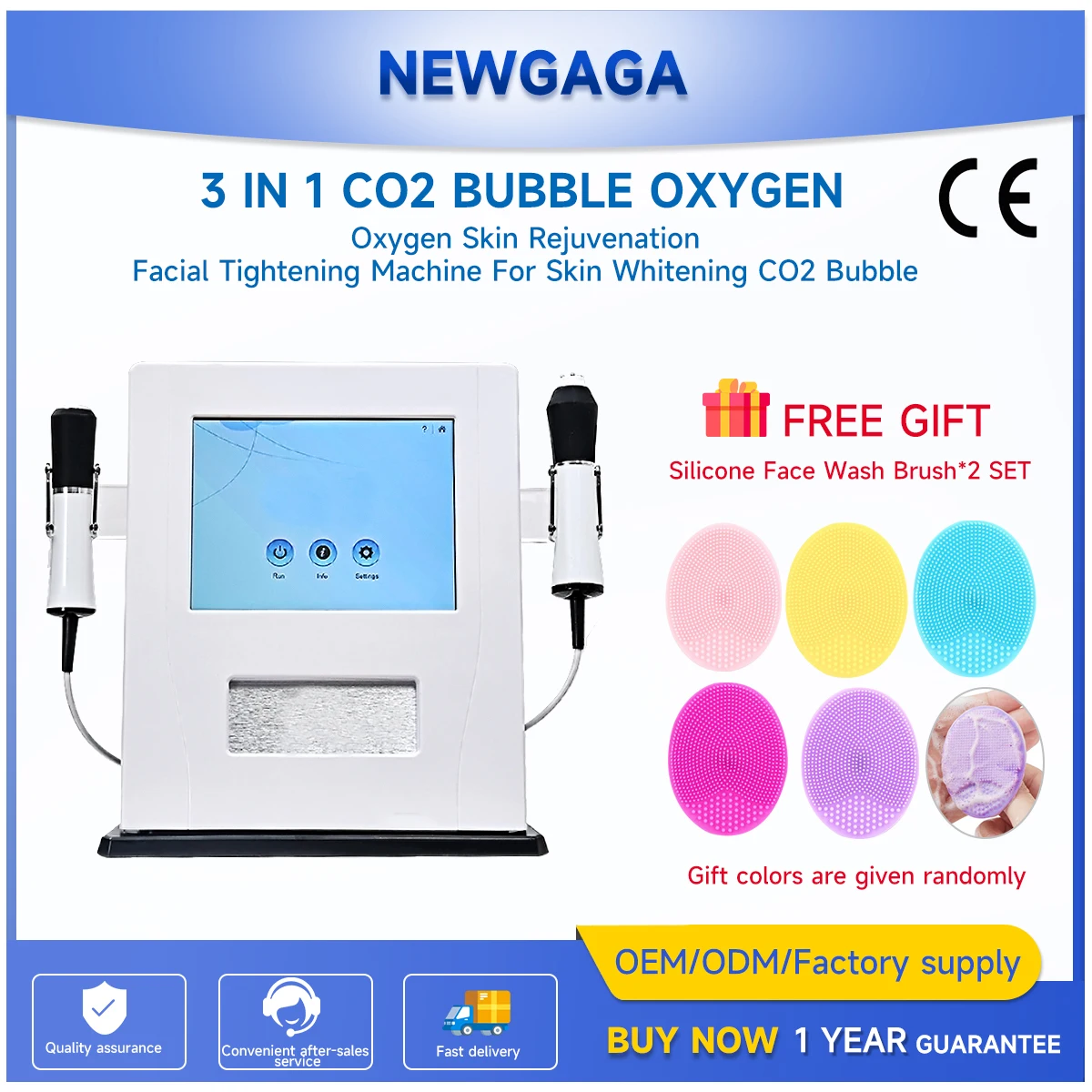 NEWGAGA 3 In 1 Ultrasound Oxygen Bubble Facial Skin Care Whitening CO2 Oxygen Therapy Skin Rejuvenation Moisturizing Machine