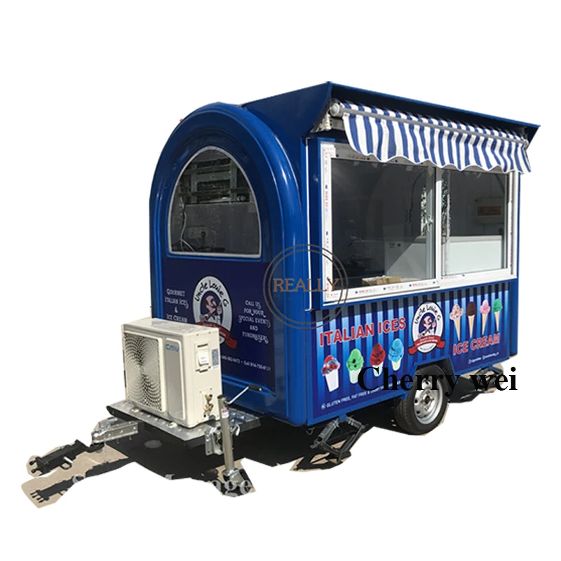 

2.5m lenght fast food trailer snack truck mobile food cart with Awning and water sink Sliding window