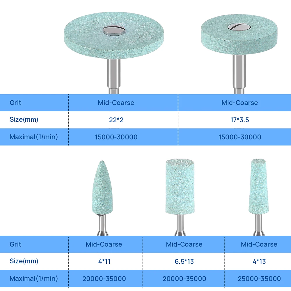 Amoladora de diamante de cerámica Dental, de circonita pulidora de porcelana, laboratorio para superficie de dientes de porcelana y grano de corona,