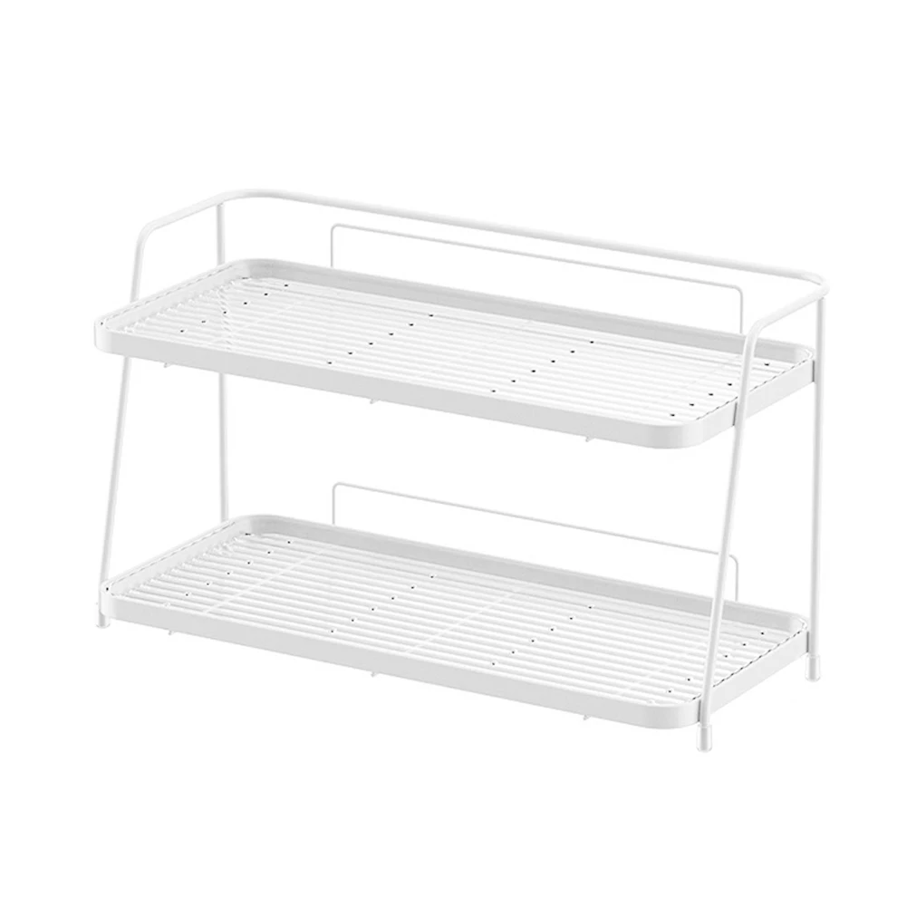

Elegant Bathroom Organizer 2-Tier Bathroom Shelf Bathroom Countertop Dual-Layer Design PET Removable Baseplate Secure Placement