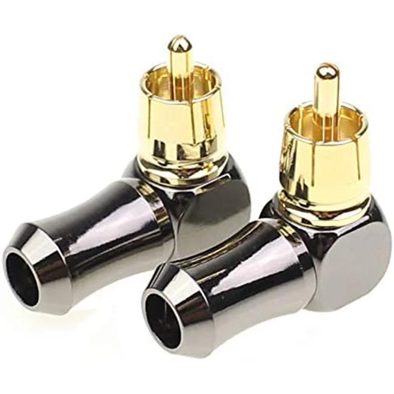 B24B RCA Connector Audio Plug Male 90 Degree Right Angle Elbow Speaker Terminal Conector For Soldering Video Cable
