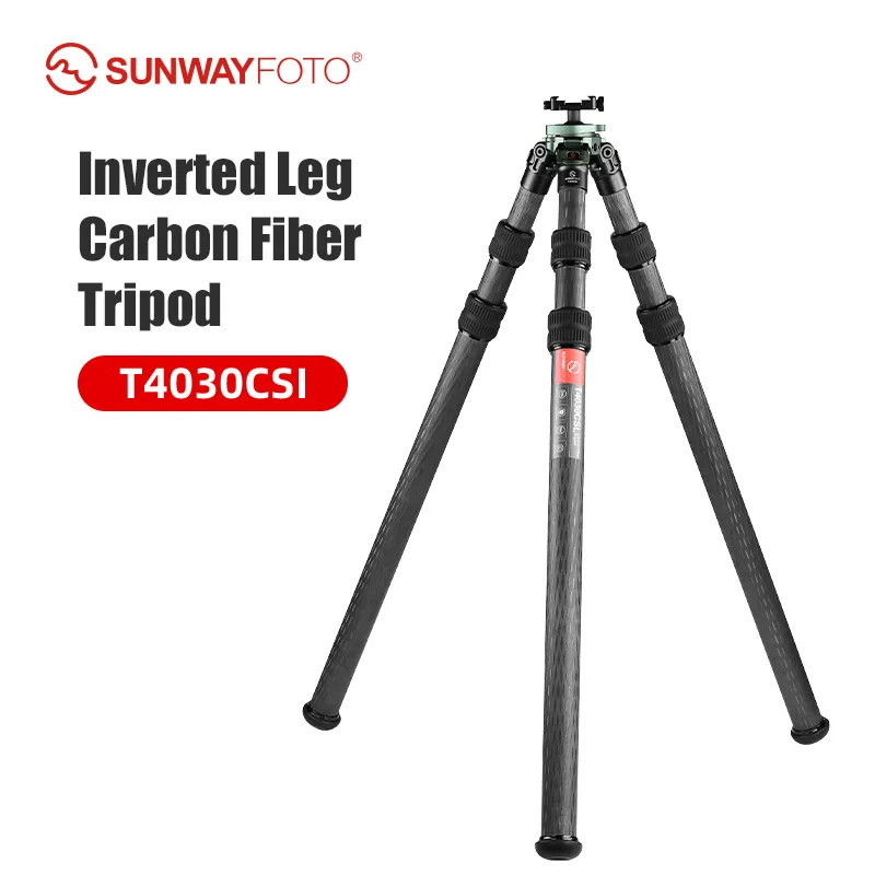 SUNWAYFOTO T4030CSI, 68” Tall Inverted Leg Series Carbon Fiber Tripod with 38mm Arca Ballhead, 40mm Tubes 3 Section