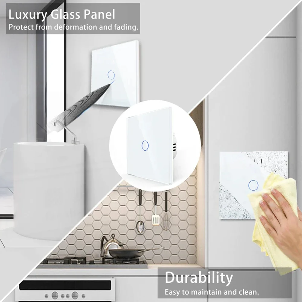 Matter Smart Switch Neutral Wire/No Neutral Wire 1/2/3 Gang Touch Wall Light Switch Work with Homekit Alexa Google Home