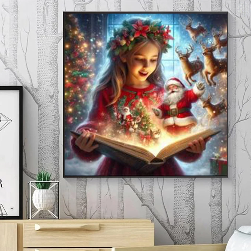 جديد 5D الماس المطرزة عيد الميلاد فستان طويل للفتيات كامل مربع جولة فسيفساء المرأة الشتاء الثلوج المطرزة الديكور #2