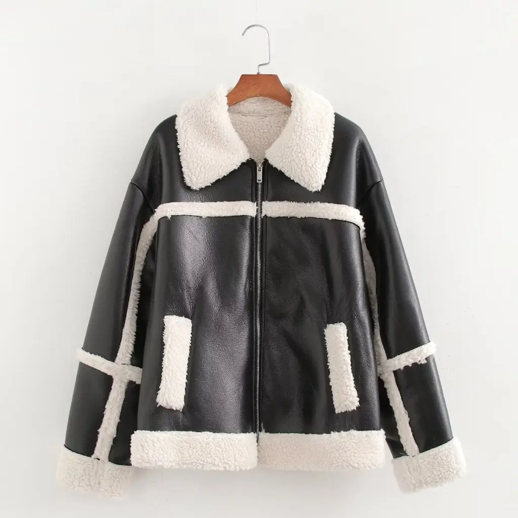 Veste de moto en fourrure pour femme, manteau de Style européen et américain, vêtements d'extérieur, vente en gros, mode automne et hiver