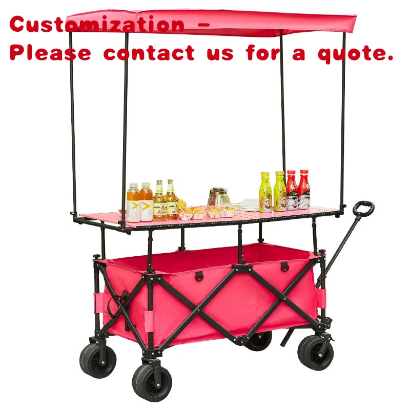 custom.Hot Selling Metal Plastic Cart Night Market Stall Snack Camping Picnic Sandwich Folding Hand Push Food Cart Folding