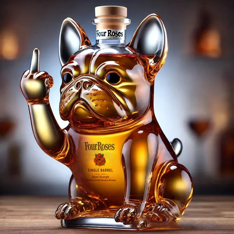 Bouteille De Whisky Bulldog En Verre - Carafe Chien Drôle - Bouteille Animal Collection - Idéal Cadeau Mariage, EVG, Fête Des Pères