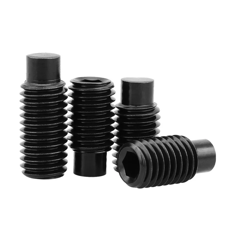 Black 12.9 Grade Convex End Set Screws Hex Socket Dog Point Grub Convex Headless Bolt M2 M2.5 M3 M4 M5 M6 M8 M10 M12 M14 M16