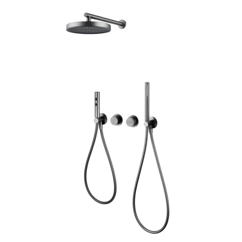 

Bathroom Shower System grey 8 Inch Rain Shower Mixer Combo Set Wall Mounted Shower System