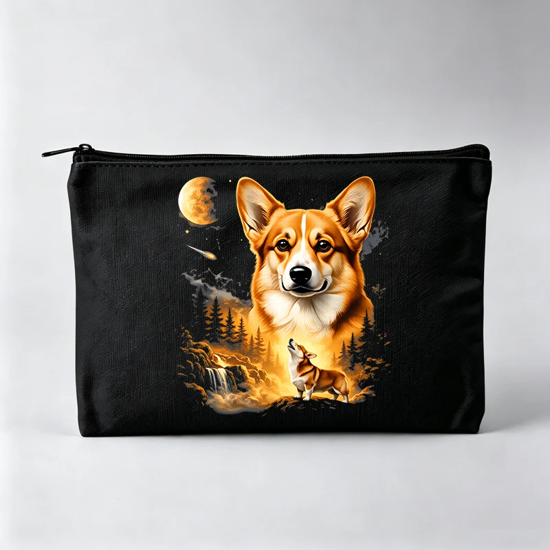 Women's Corgi Dog Graphic Makeup Bag, Nature Print Cosmetic Pouch for Daily Use