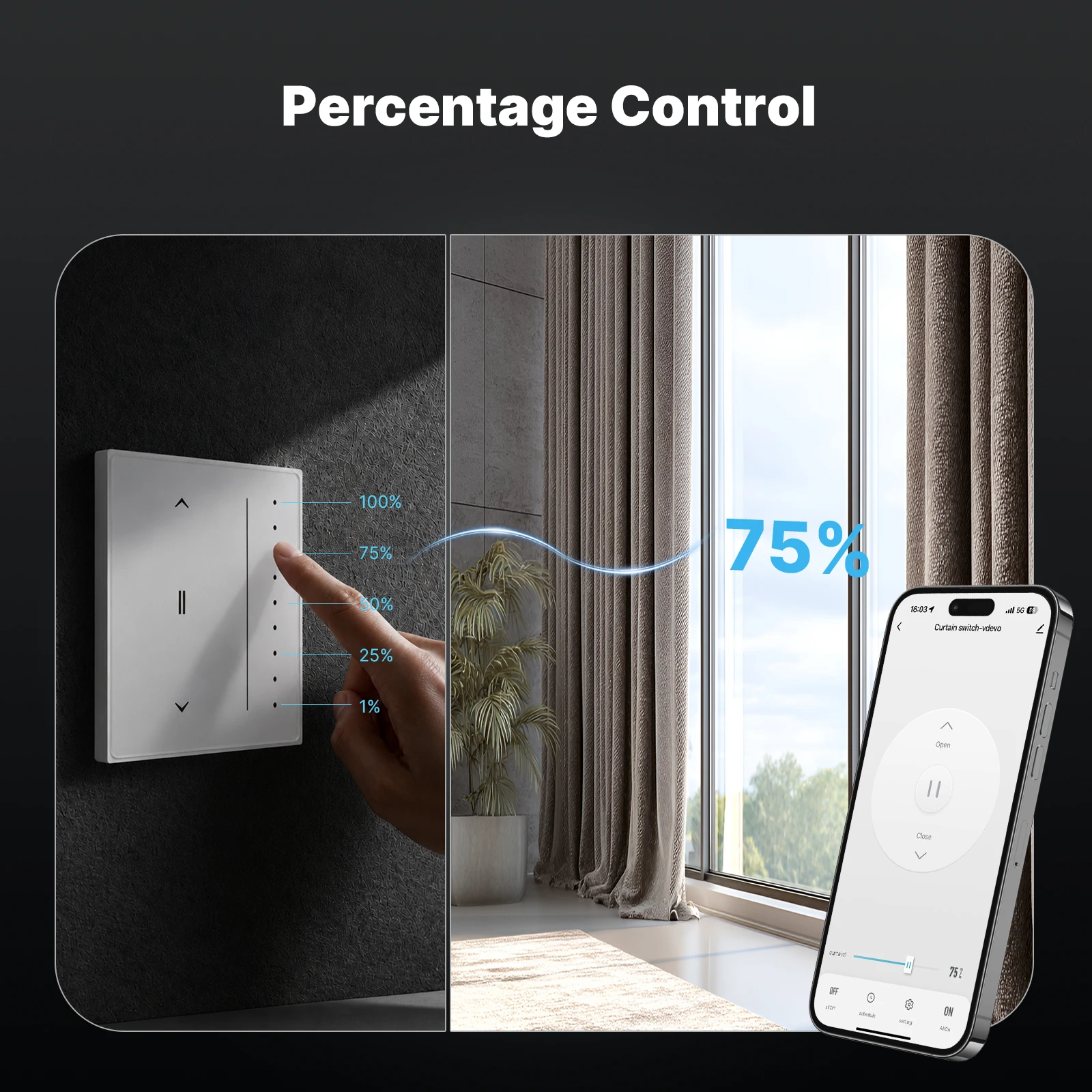 MOES Tuya Star Feather Series Zigbee Smart Curtain Switch Anti-Glare Touch Panel Flowing Backlight Work with Alexa Google Home