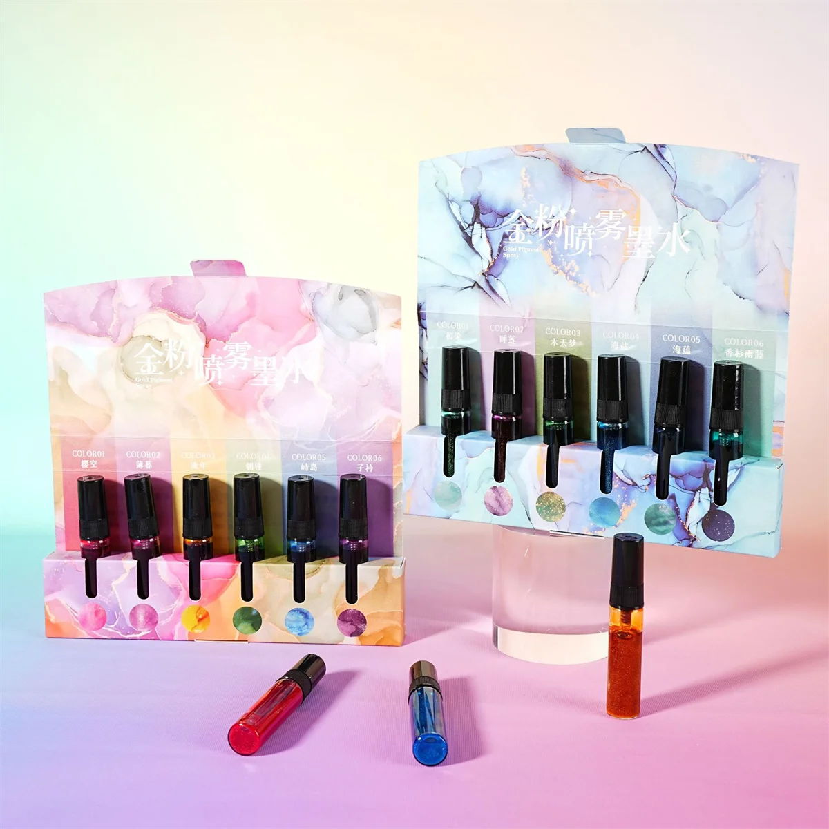 

6 шт., набор чернил для распыления золотой порошок, яркие цветные штабелируемые цвета для окрашенных граффити, украшение для справочника, приглашение своими руками