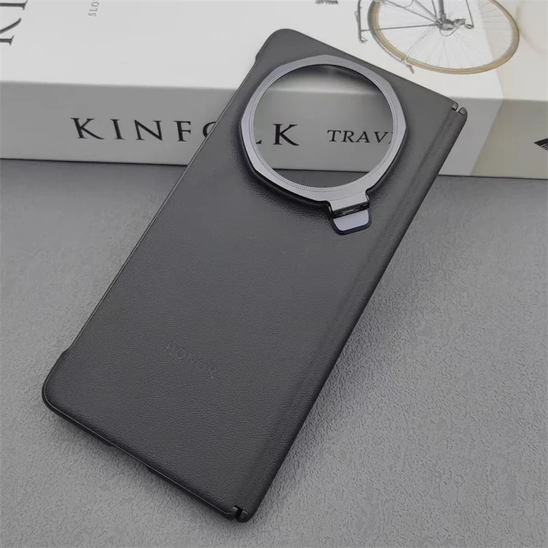 حافظة لهاتف Honor Magic V5 5G غطاء هاتف جلدي فاخر لهاتف Magic V5 حماية كاملة رفيعة مضادة للصدمات مع مسند