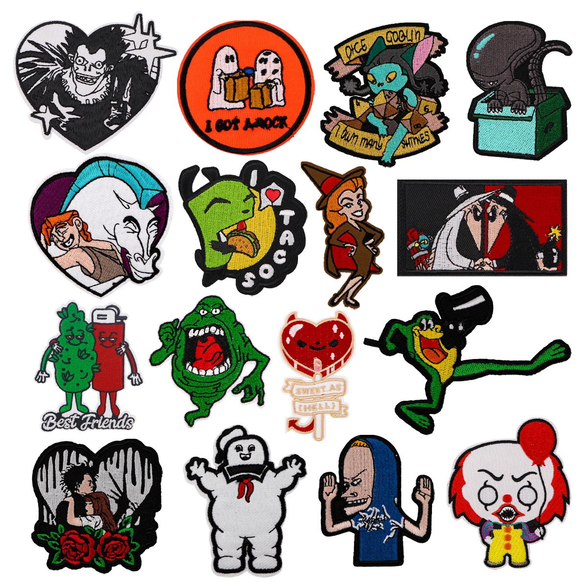 Halloween Horror Hexe Patch Stickerei für Kleidung Cartoon Anime Figuren bestickt DIY Zubehör Patches Applikation Aufkleber