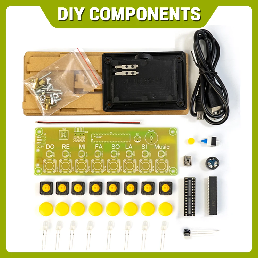 DIY 8 Keys Electronic Piano Kit Musical Note Circuit Board Soldering Practice Assembly DIY Electronic Kit