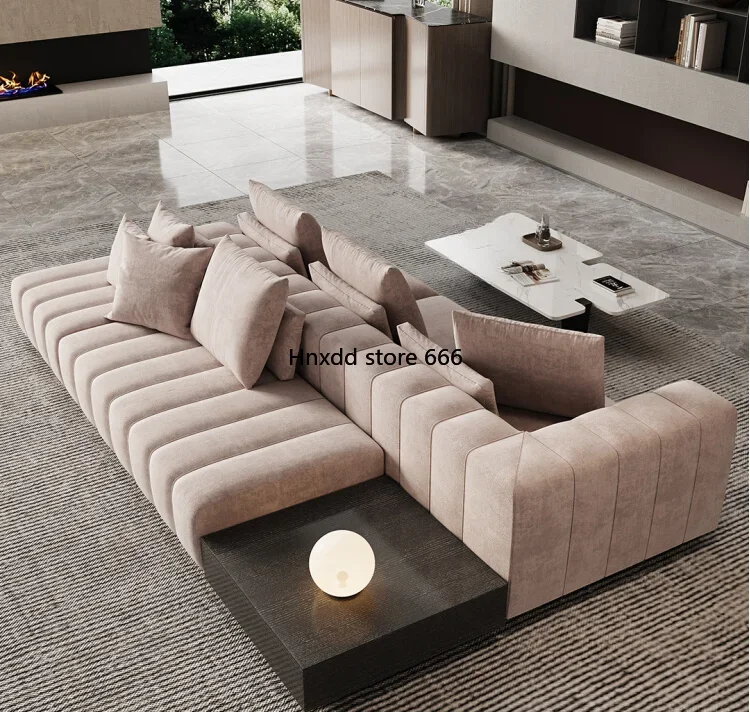 Double-sided large flat-floor horizontal hall villa fabric module sofa