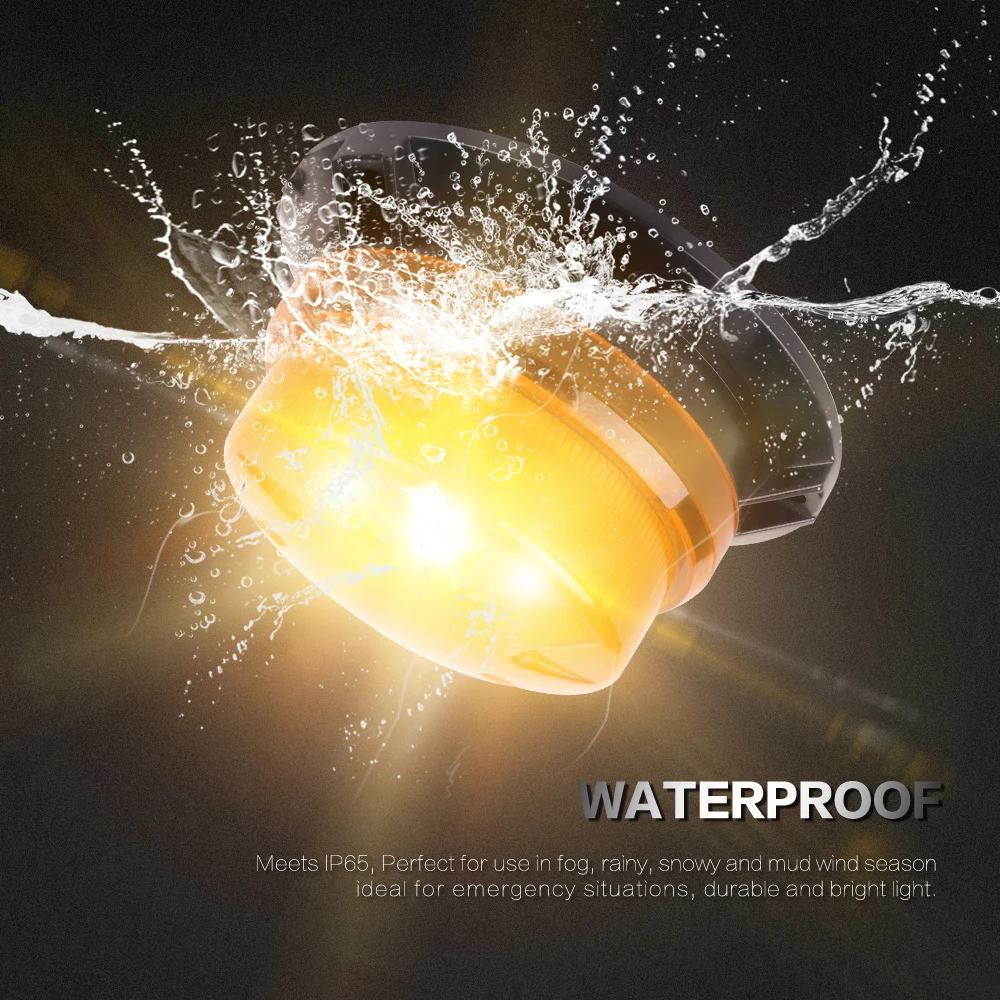 

DC12V/24V Warning Light LED Rotating Flashing Strobe Light Yellow Emergency Fire Truck Warning Lamp 8 Different Flash Patterns