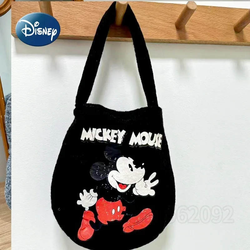 Disney Mickey New Plush Women's Handbag Cartoon Print Fashion Women's Shoulder Bag Casual Luxury Women's Bag High Quality