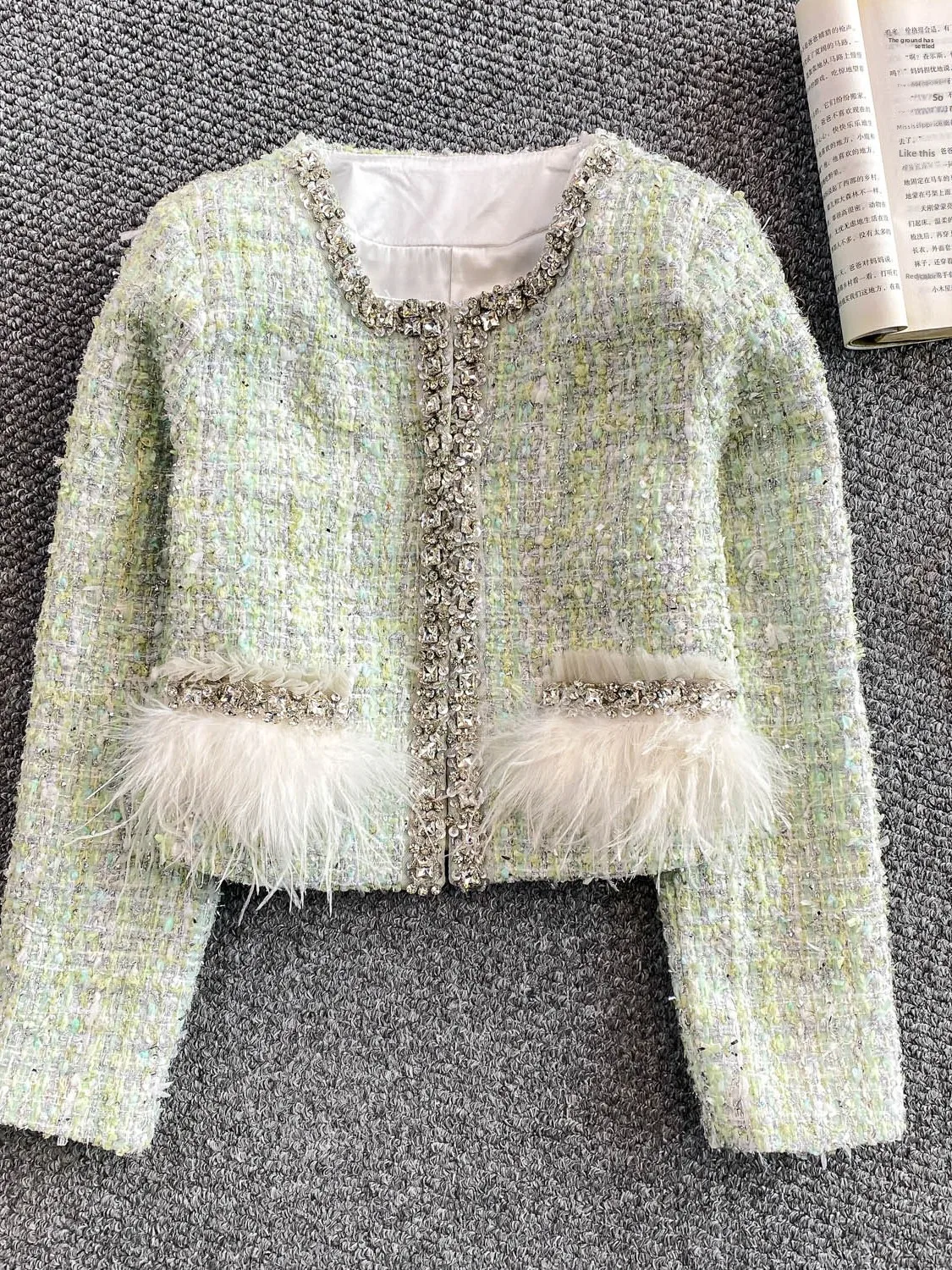 

Тяжелая работа, украшенная бриллиантами, круглое шерстяное пальто Ne Bright Tead Thiened, женское модное пальто для молодежи...