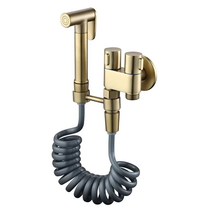 

Brushed Gold Copper Bidet with Dual Nozzle for Easy Toilet Cleansing