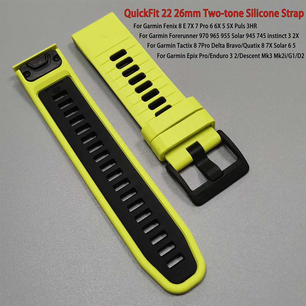 22/26mm Silicone Watchband For Garmin Tactix 8 7 Delta Bravo/Quatix 8/Forerunner 970/Fenix 8 E 7 7X Pro Original Quick Fit Strap