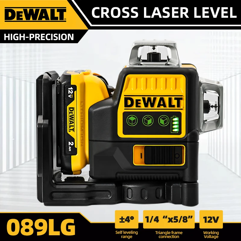 DEWALT DW089LG 12V Laser Level Self Levelling 12 Line 3 Sides*360 Degree Self-Leveling Horizontal And Vertical Cross Line Tools