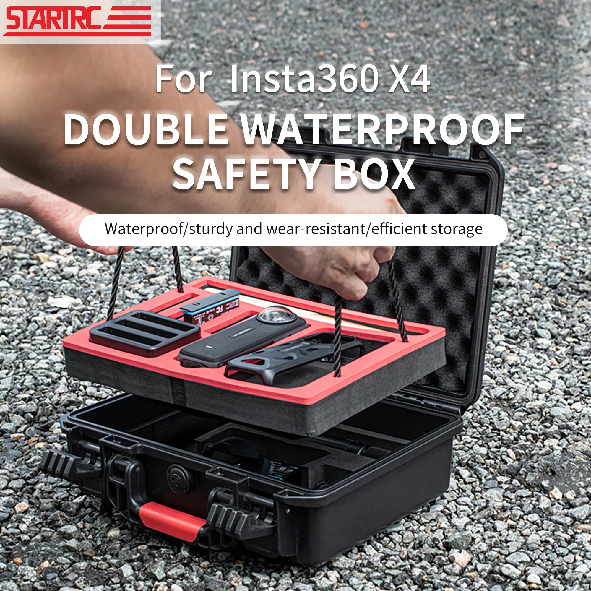 For Insta360 X4 Sport Camera Accessories Storage Case Double-deck Hard Waterproof Box Portable Travel Suitcase Carrying Case