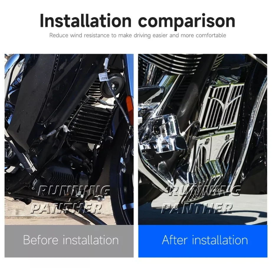 لسيارة سبرينغفيلد الهندي دارك هورس 2018-2024 أسود كروم جديد للدراجات النارية حاجز هوائي هدية واقي الطين سبويلر أمامي سفلي #3
