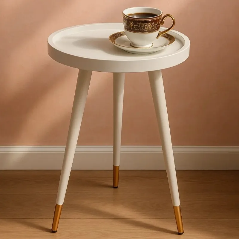 Minimalist Nordic round Side Table with Gold Legs Walnut Top Small Coffee Table for Living Room Or Bedside Setup
