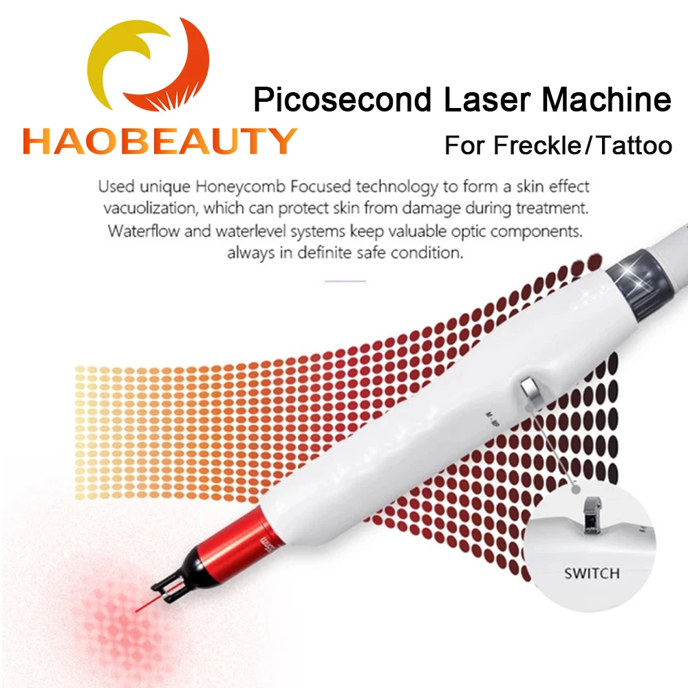 HaoBeauty YAGlaser المحمولة بيكو ثانية مزيل النمش بالليزر الوشم استشعار الضوء غير الغازية الحاجب غسالة