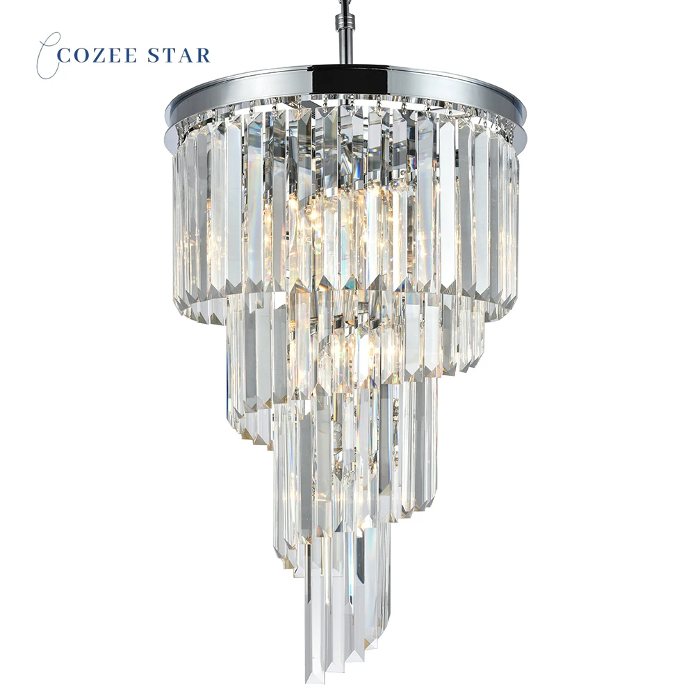 Modern Crystal Chandeliers Lighting Luxury Spiral Hanging Lamps Lustre for Ceiling Living Room Staircase Decor