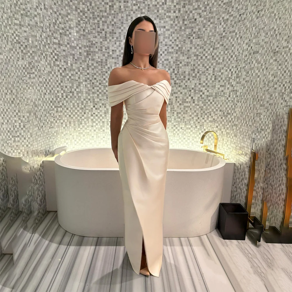 

Sexy Prom Dresses for Women Column 2025 Off The Shoulder Simple Prom Gowns Long Draped Split Formal Party Dress Customized