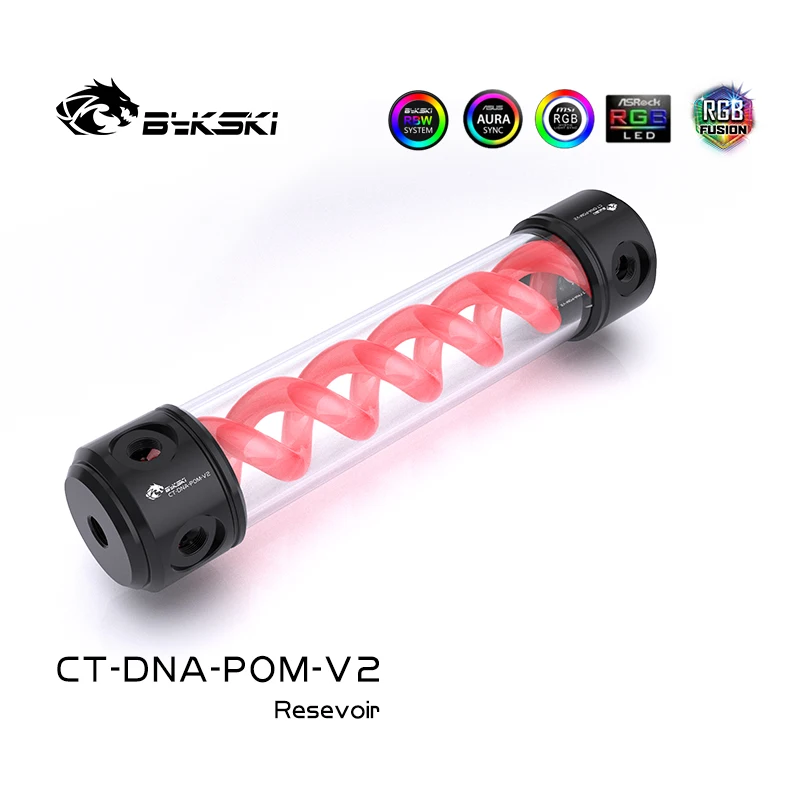 Bykski Length 190/ 260mm 50mm Diameter Reservoir POM+Acrylic Double Helix T-Virus Cylindrical Water-Cooled Tank CT-DNA-POM-V2