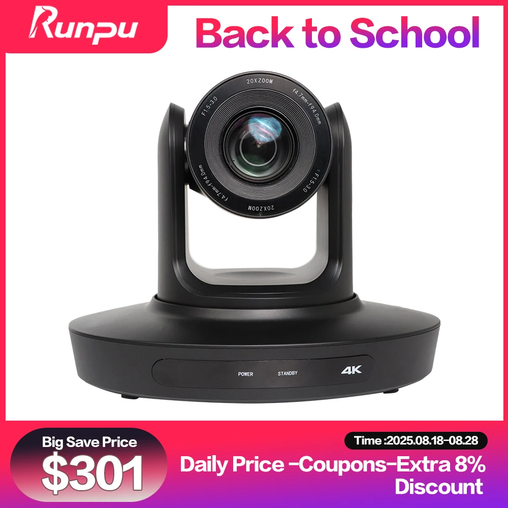 

Ai-Auto Tracking 4K Conference Camera PTZ Video 10x 20x Zoom HDMI USB IP Live Streaming Camera For Business Events Youtube Obs