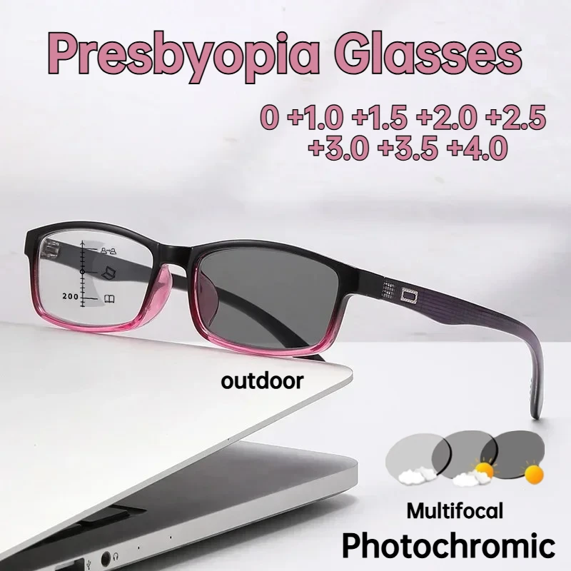 

Fashion Small Frame Multifocal Photochromic Reading Glasses Ultra-light Anti-blue Light Glasses Fashion Presbyopia Glasses