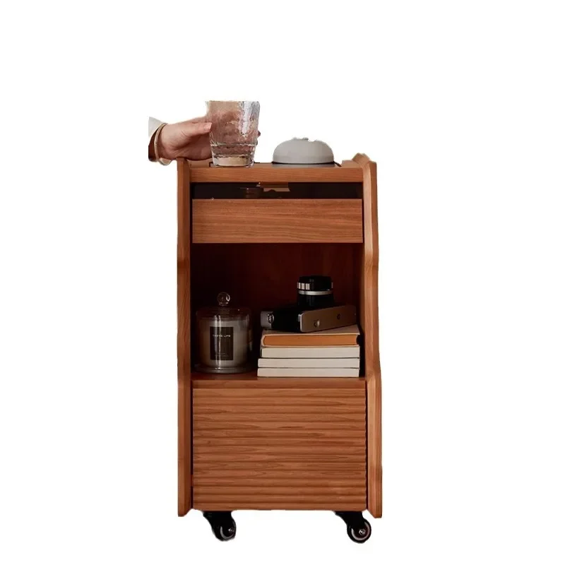 Japanese cherry wood, bedside storage cabinet, removable, small and ultra-narrow small apartment
