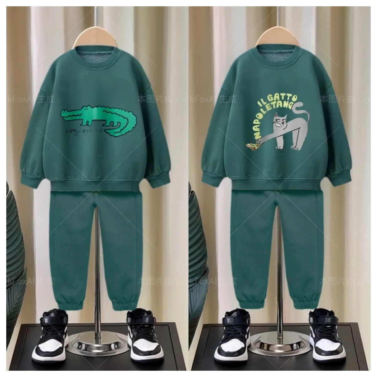 

0-6Year Kids Long Sleeve Suits Cartoon Sweatshirts Solid Color Versatile Pants Two-piece Outer Wear Child New Trendy Costume