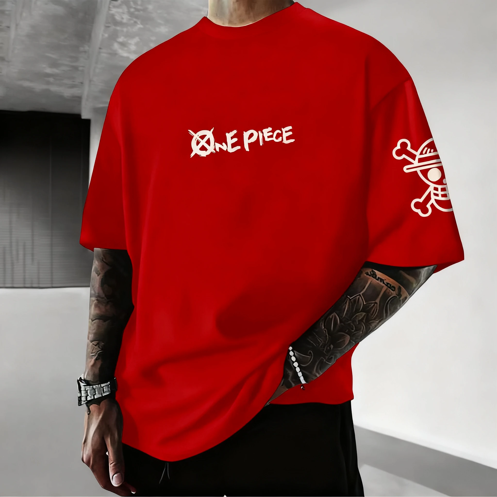 قطعة واحدة لوفي مطبوعة القطن قصير الأكمام بانداي فضفاضة للرجال والنساء 2025 الصيف تنفس رياضي جولة الرقبة تي شيرت #2