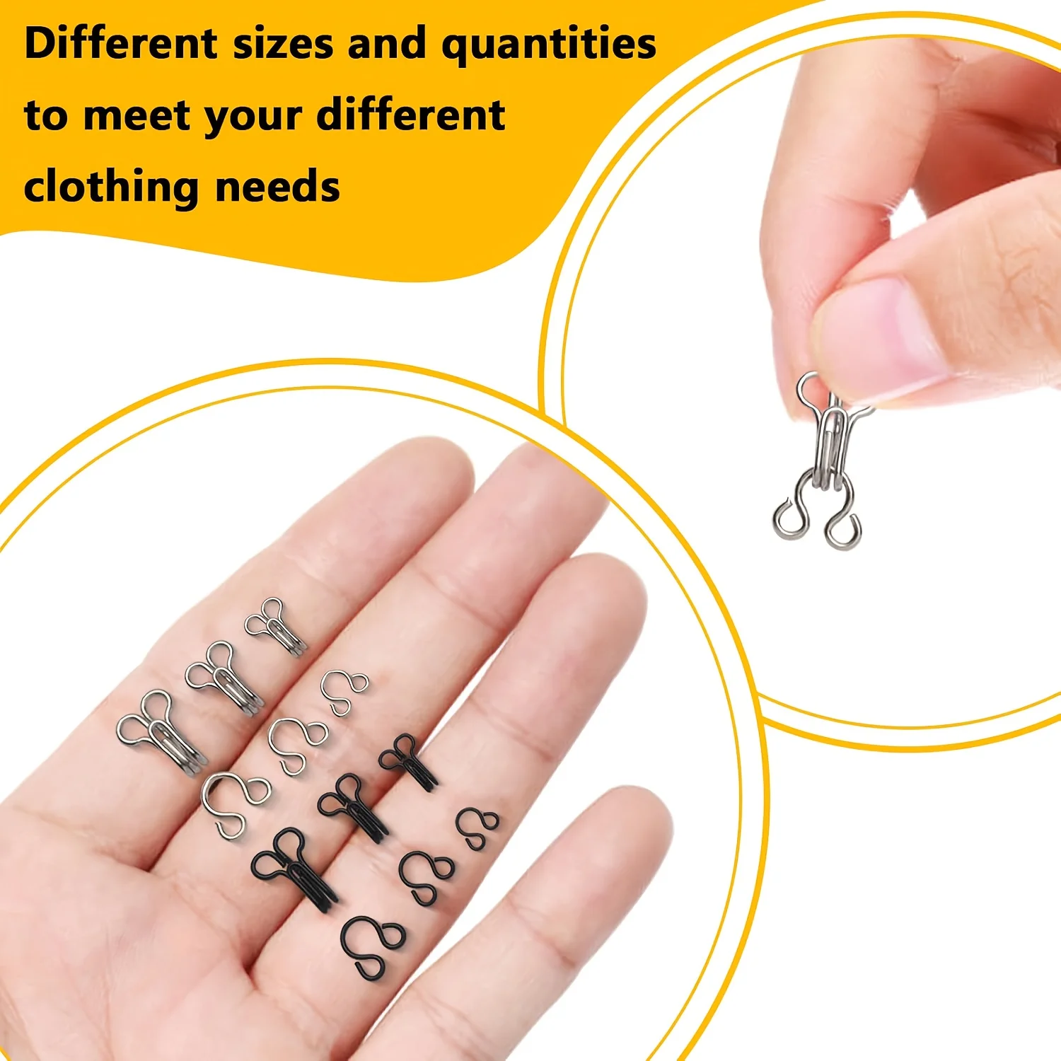 Invisible Collar Hooks and Eyes Metal Concealed Buckle Set for Fur Coat Windbreaker Sweater Underwear Pants DIY Sewing Fastener