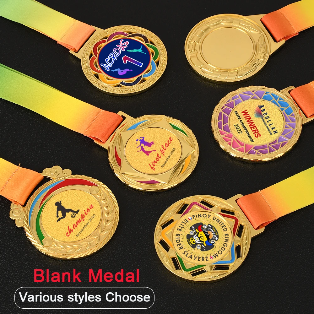 1Pcs Gold Medal Custom Blank Medals For Any Competition Marathon Running Medals Football Skiing Trophy Medal Sports Souvenirs