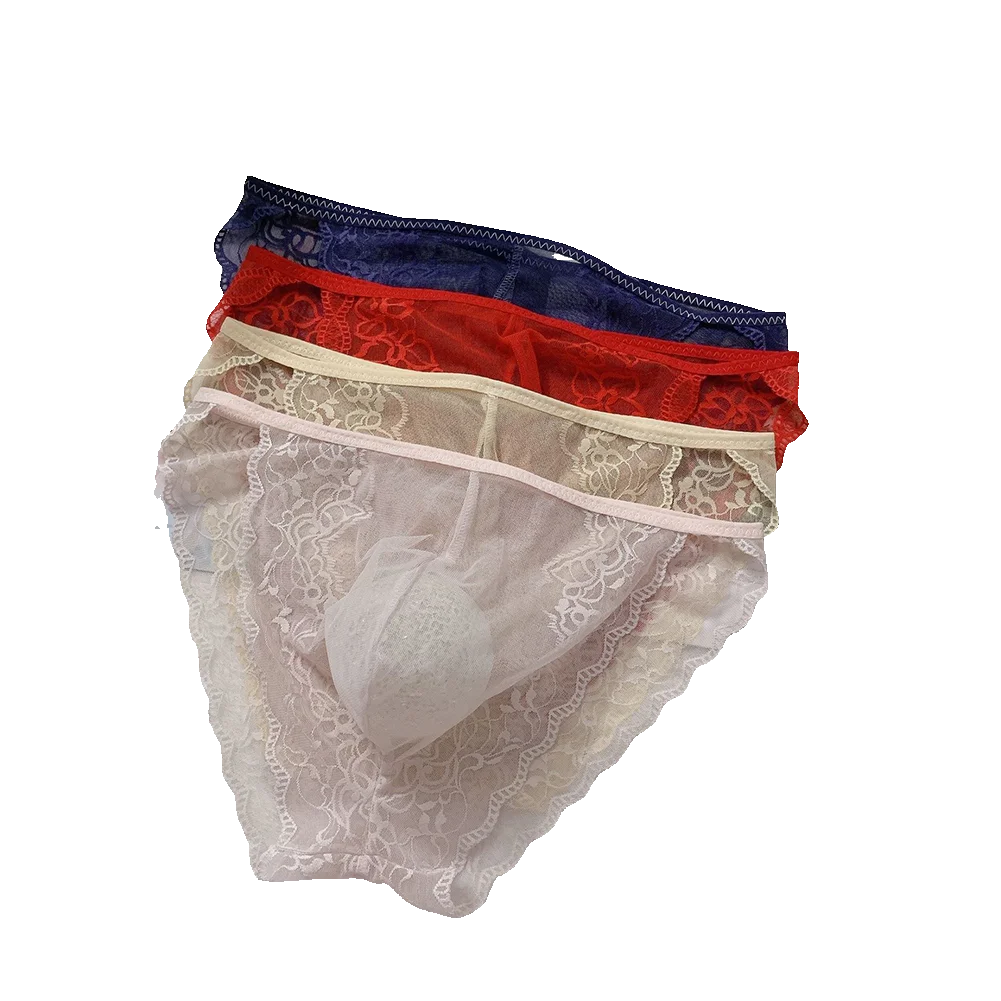 Breathable Fabric Men Lace Briefs Party Wear Breathable Men's Underwear Briefs Various Colors All Seasons Comfortable Wear