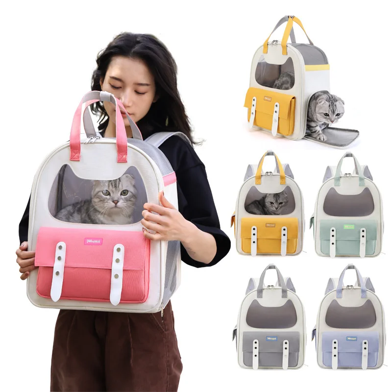 

Pet Carrier Bag Cat Bag Pets Backpack Outgoing Carry Small Dog Double Shoulder Bag Travel Breathable Puppy Bags Carriers Supply