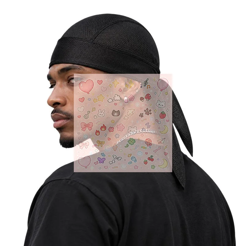 Mesh Durag Cap Breathable Tie Head Wrap Lightweight Stretchy Skull Hat For Sports Cycling Daily Wear