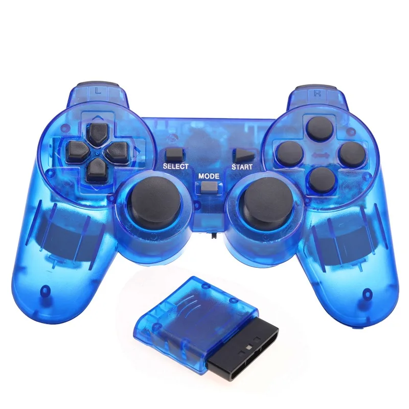 5 Transparent Colors  Wireless Gamepad Controller for PS2 2.4G Gaming Joystick Joypad Controle Double Vibrationfor PS 2