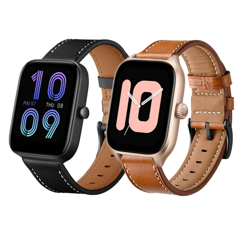 Genuine Leather Strap For Huami Amazfit GTR 4 GTS 4 mini Replacement Watch Band For Huami Amazfit Bip 3 Pro Bip U S Accessories
