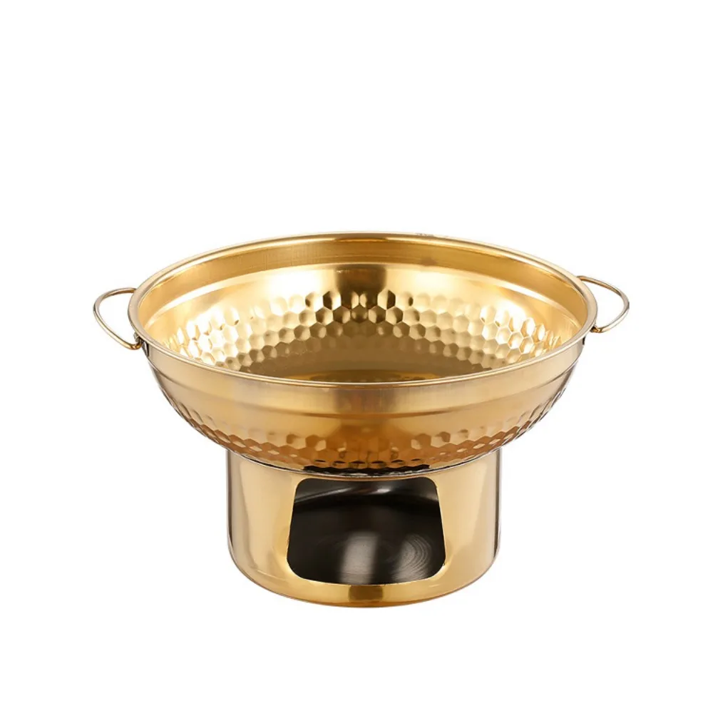 Modern 20/22cm Stainless Steel Hot Pot Thickened with Chimney Thai Hot Pot Round Wide Opening Dessert Holder Hiking Trip