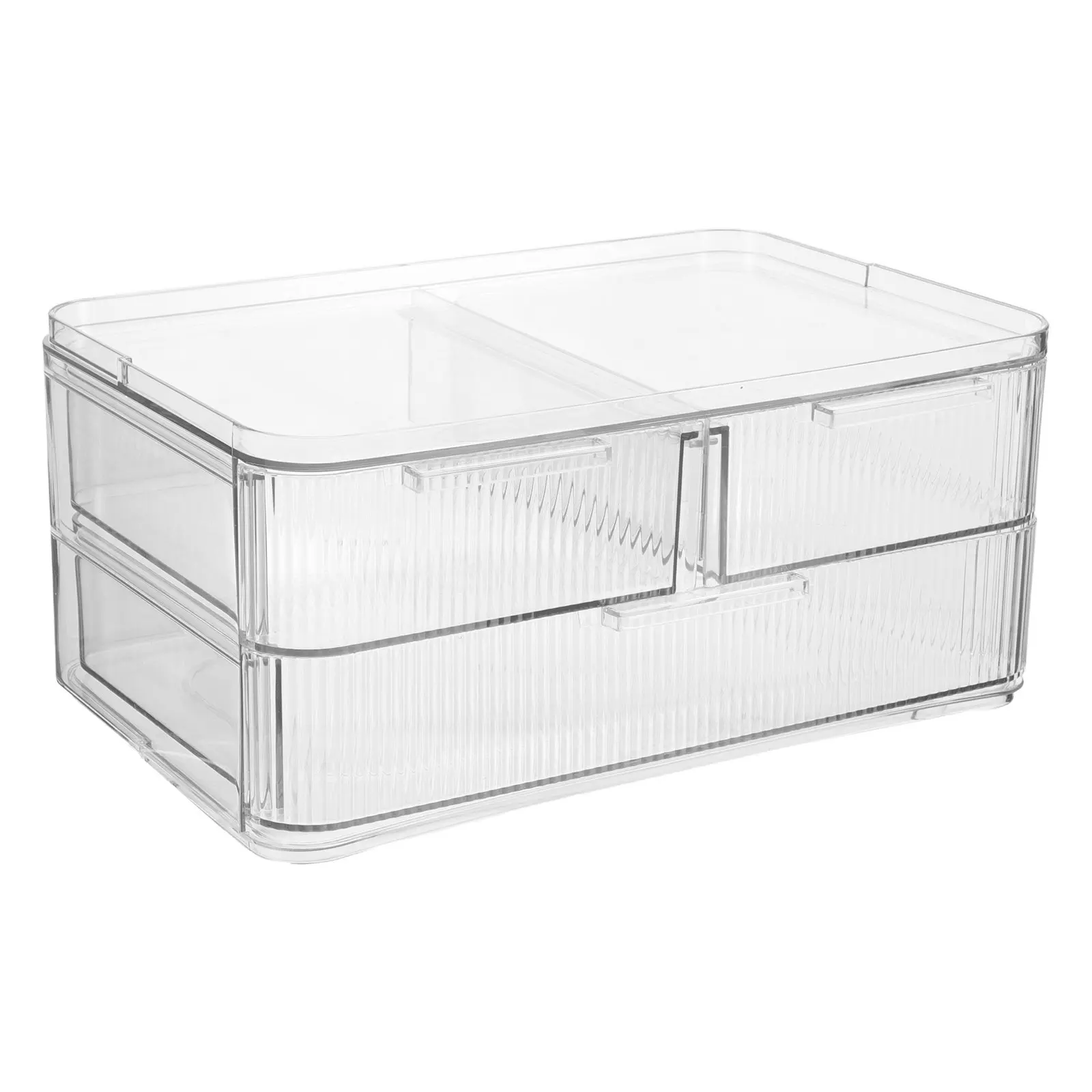 Premium Acrylic Transparent Makeup Organizer Box for Lipsticks Skincare Foundation Brushes - Space Saving Vanity Bathroom
