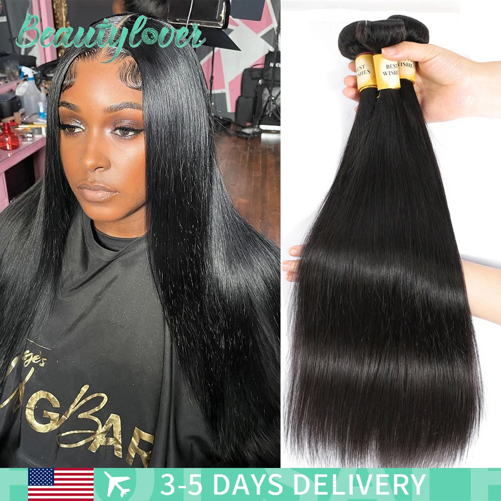 Straight 32 Inch Human Hair Bundles 1/3/4 Pcs Bundles 100% Human Hair Natural Black Human Hair Weave Bundles Remy Hair For Women