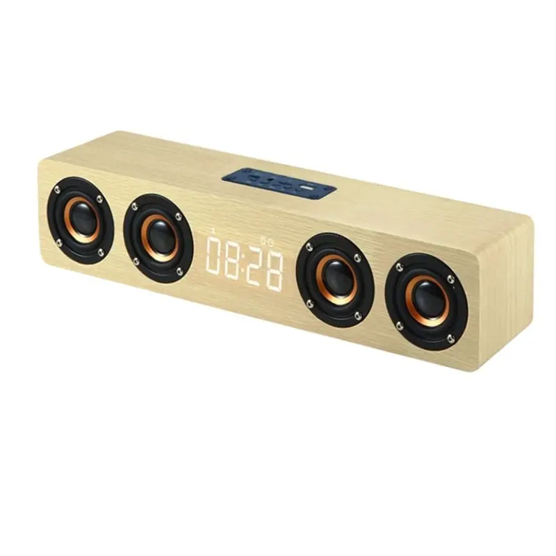 

AS95-Bluetooth Soundbar Speaker And FM Radio Equipped Rechargeable Multi Functional Wooden Clock For Computer TV Y